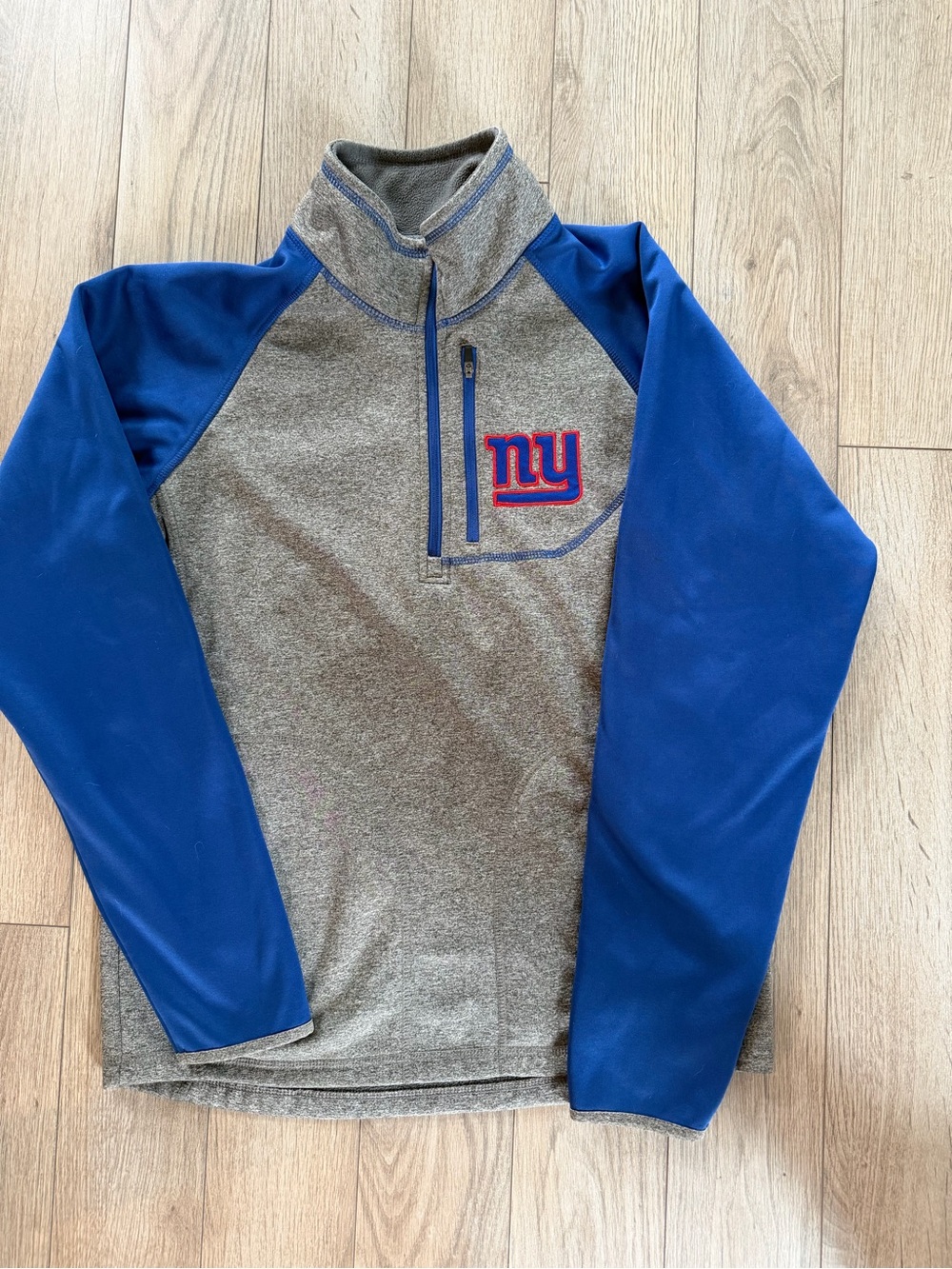 NFL Gray and Royal Blue NY Quarter-Zip Pullover